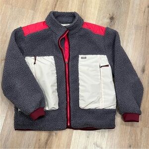 Figs Sherpa jacket grey cream pink
